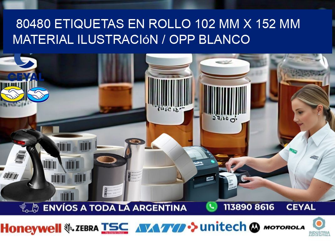 80480 Etiquetas en rollo 102 mm x 152 mm material Ilustración / OPP Blanco