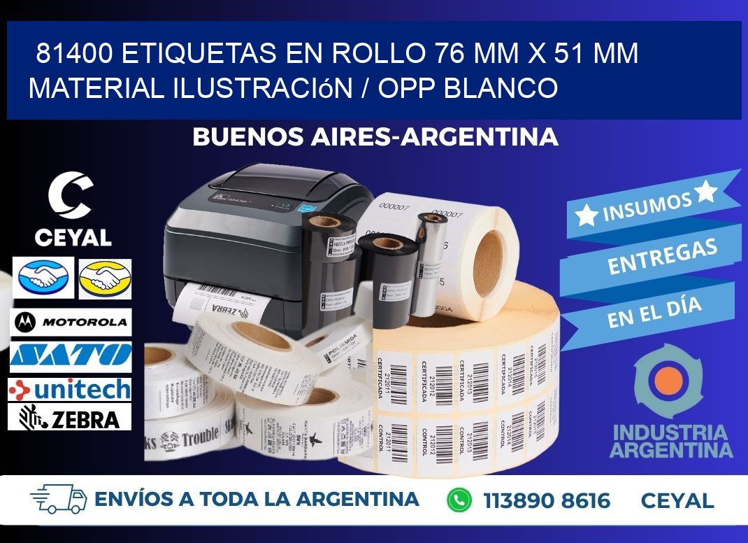 81400 Etiquetas en rollo 76 mm x 51 mm material Ilustración / OPP Blanco