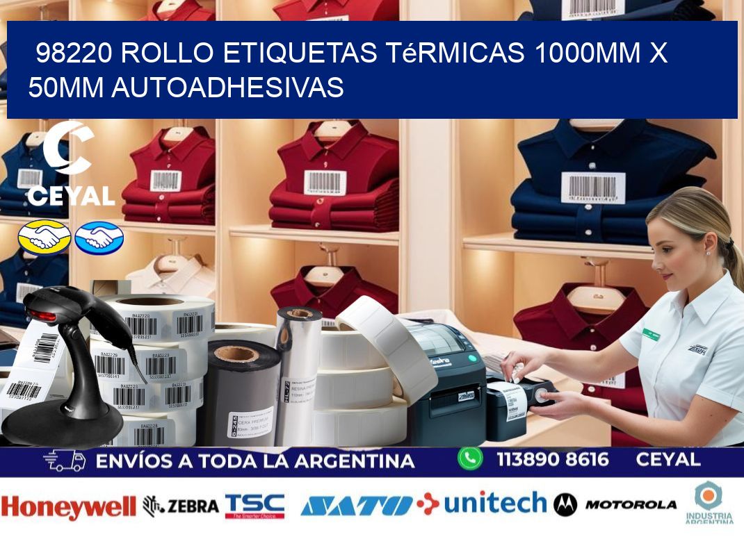98220 Rollo Etiquetas Térmicas 1000mm X 50mm Autoadhesivas