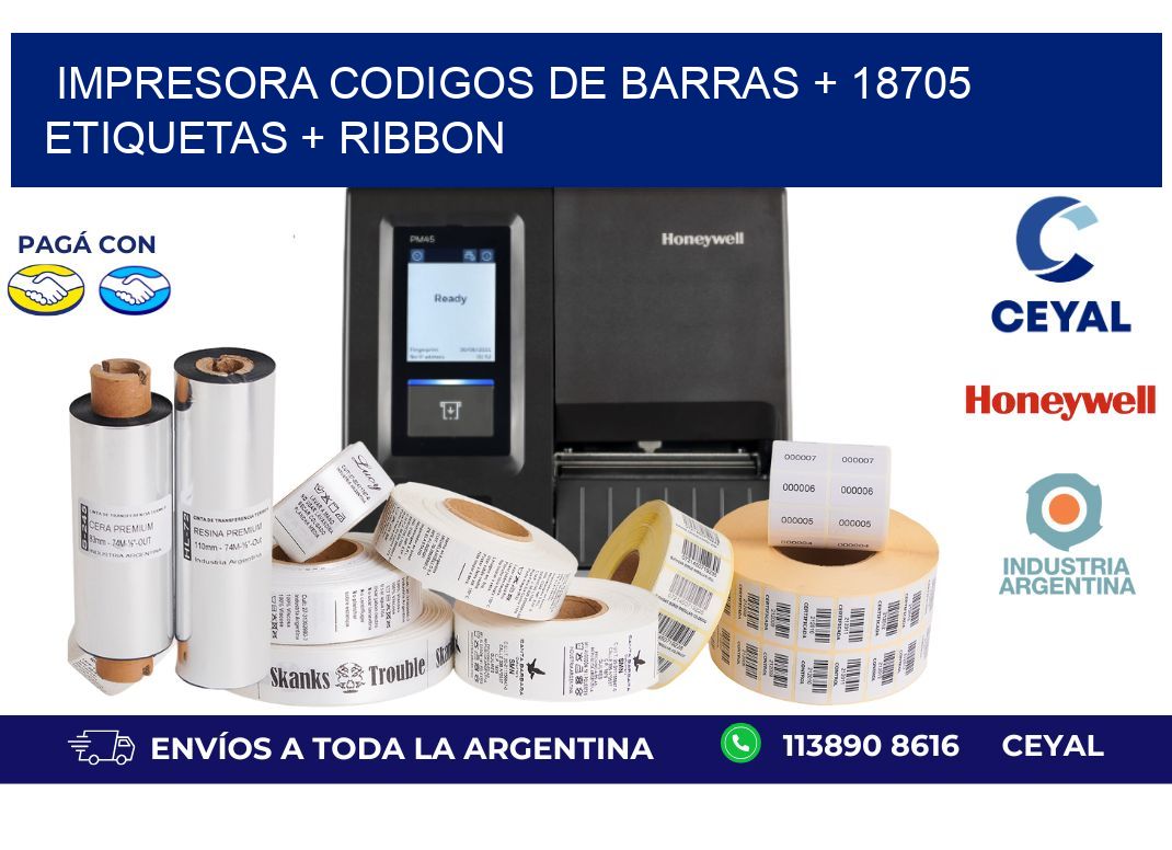 impresora codigos de barras + 18705 etiquetas + ribbon