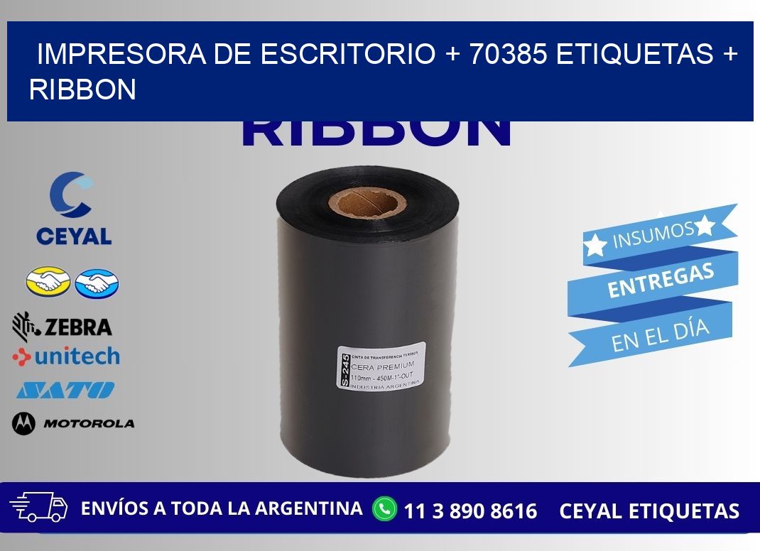 impresora de escritorio + 70385 etiquetas + ribbon