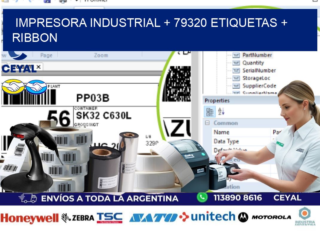 impresora industrial + 79320 etiquetas + ribbon