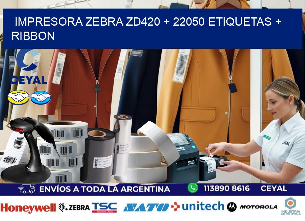 impresora zebra zd420 + 22050 etiquetas + ribbon