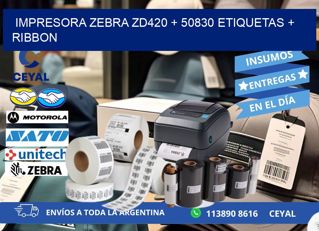 impresora zebra zd420 + 50830 etiquetas + ribbon