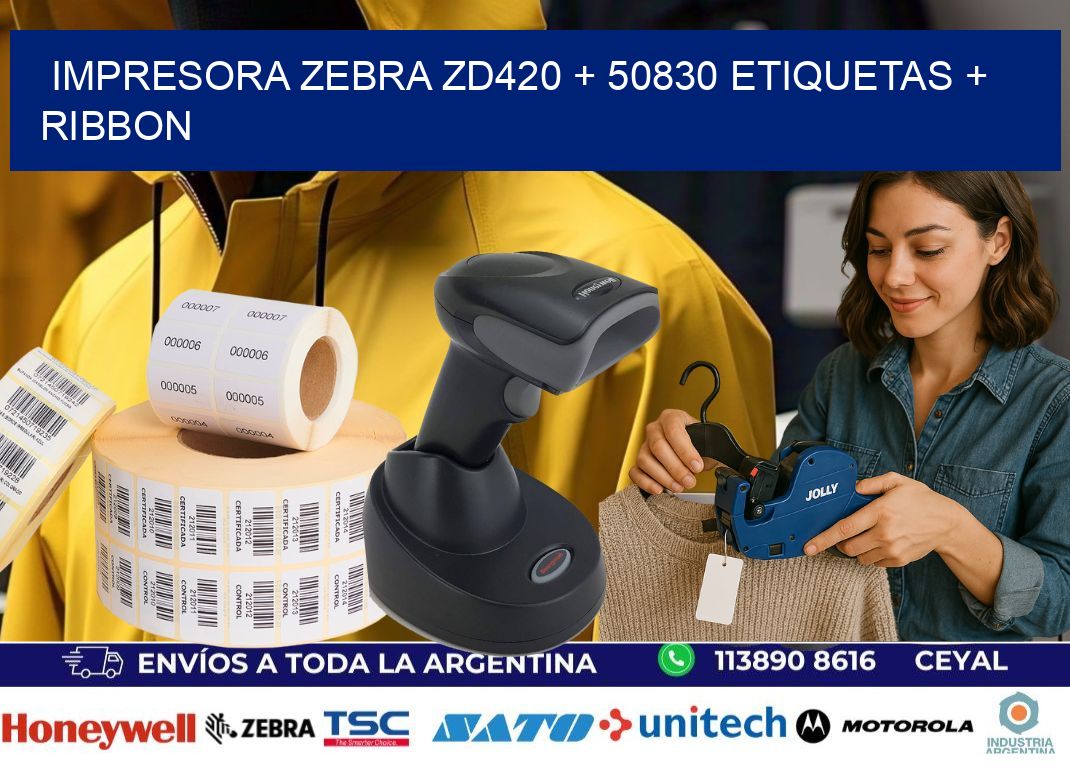 impresora zebra zd420 + 50830 etiquetas + ribbon