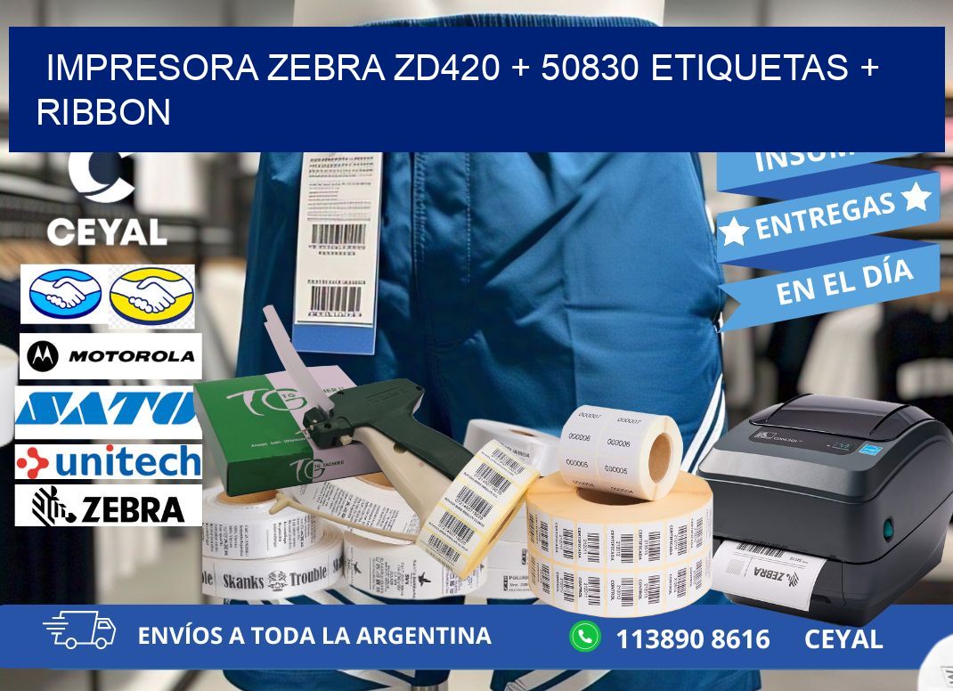 impresora zebra zd420 + 50830 etiquetas + ribbon