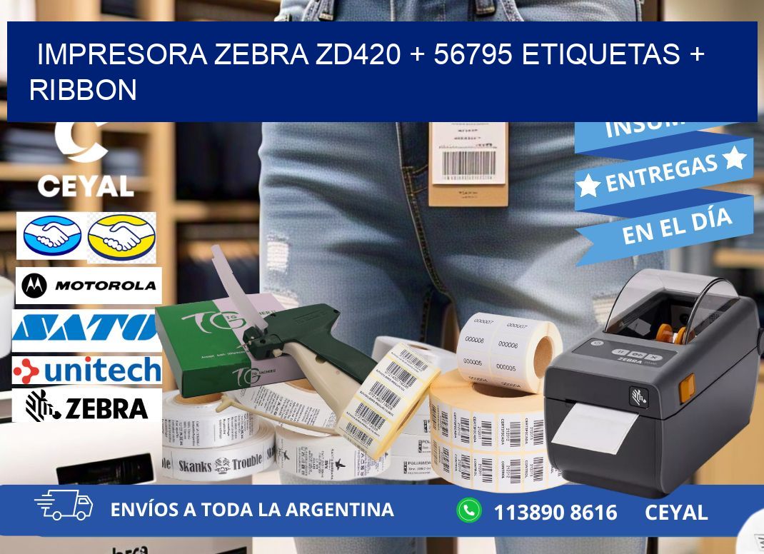 impresora zebra zd420 + 56795 etiquetas + ribbon