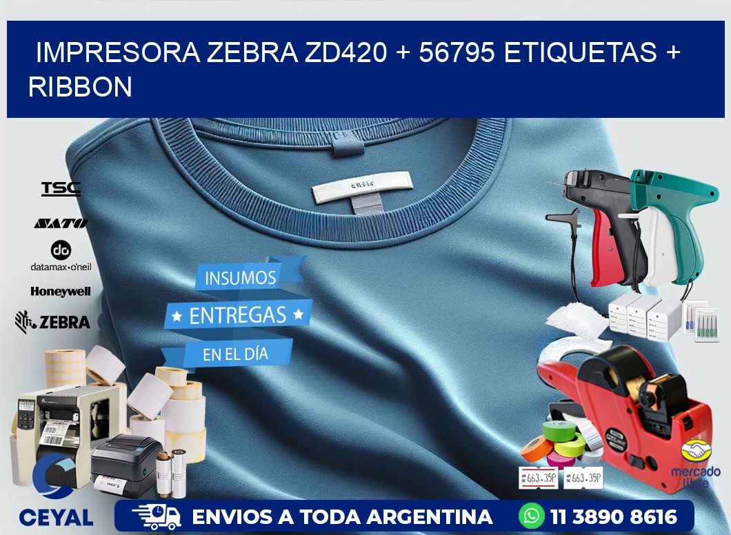 impresora zebra zd420 + 56795 etiquetas + ribbon