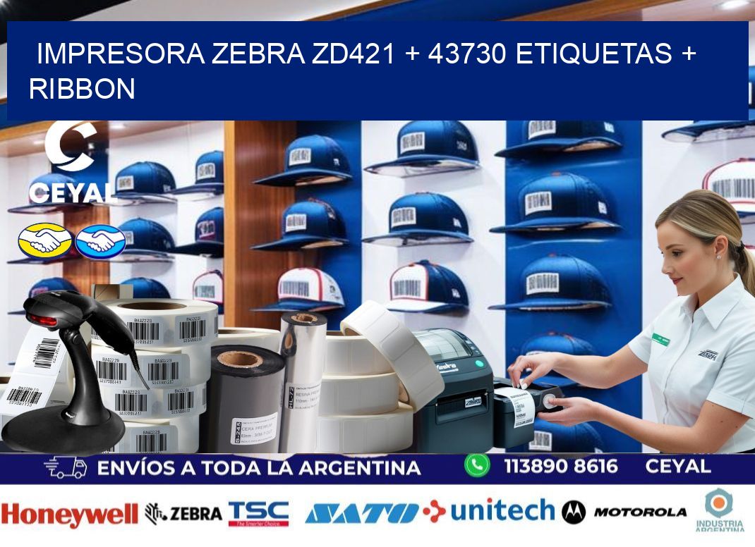 impresora zebra zd421 + 43730 etiquetas + ribbon