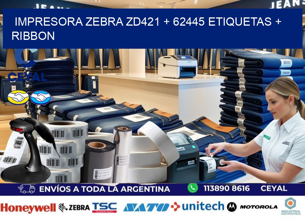 impresora zebra zd421 + 62445 etiquetas + ribbon