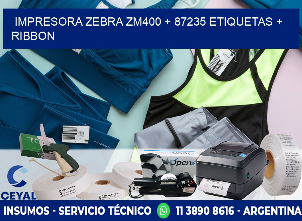 impresora zebra zm400 + 87235 etiquetas + ribbon
