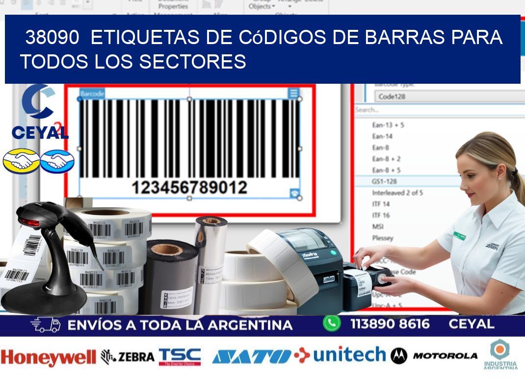 ️38090 Etiquetas de Códigos de Barras para Todos los Sectores