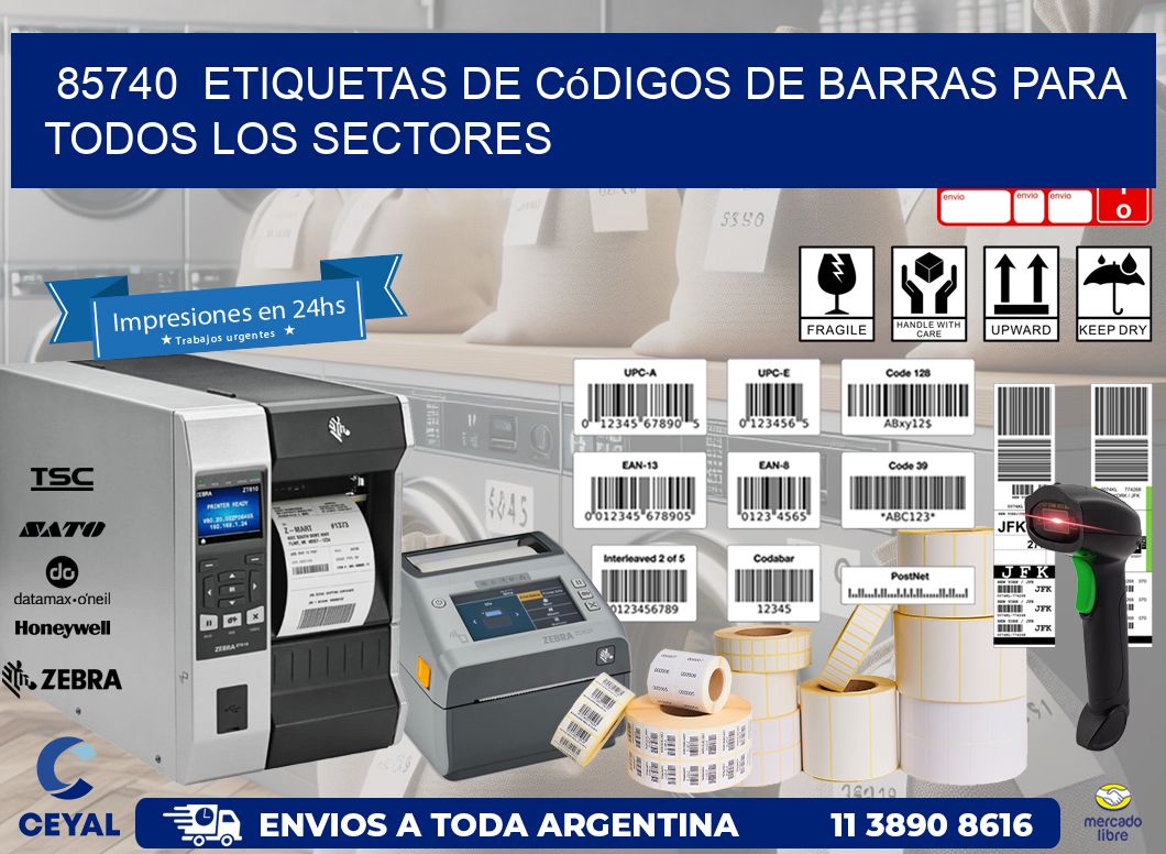 ️85740  Etiquetas de Códigos de Barras para Todos los Sectores