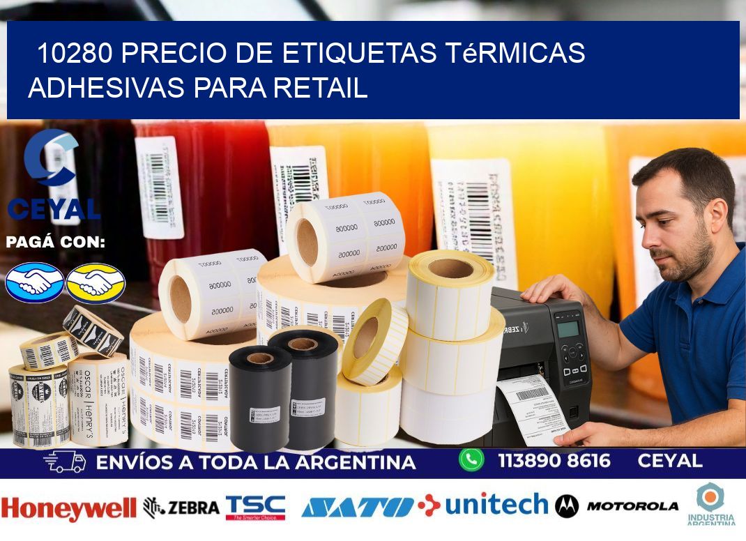 10280 precio de etiquetas térmicas adhesivas para retail