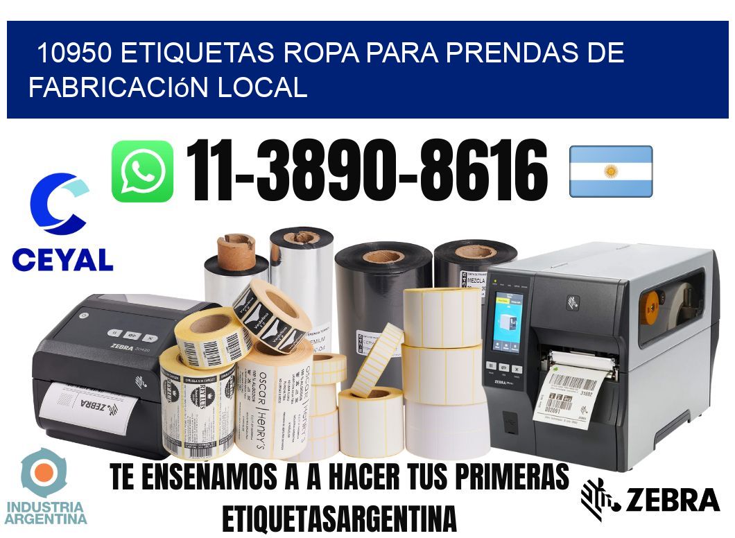10950 Etiquetas ropa para prendas de fabricación local