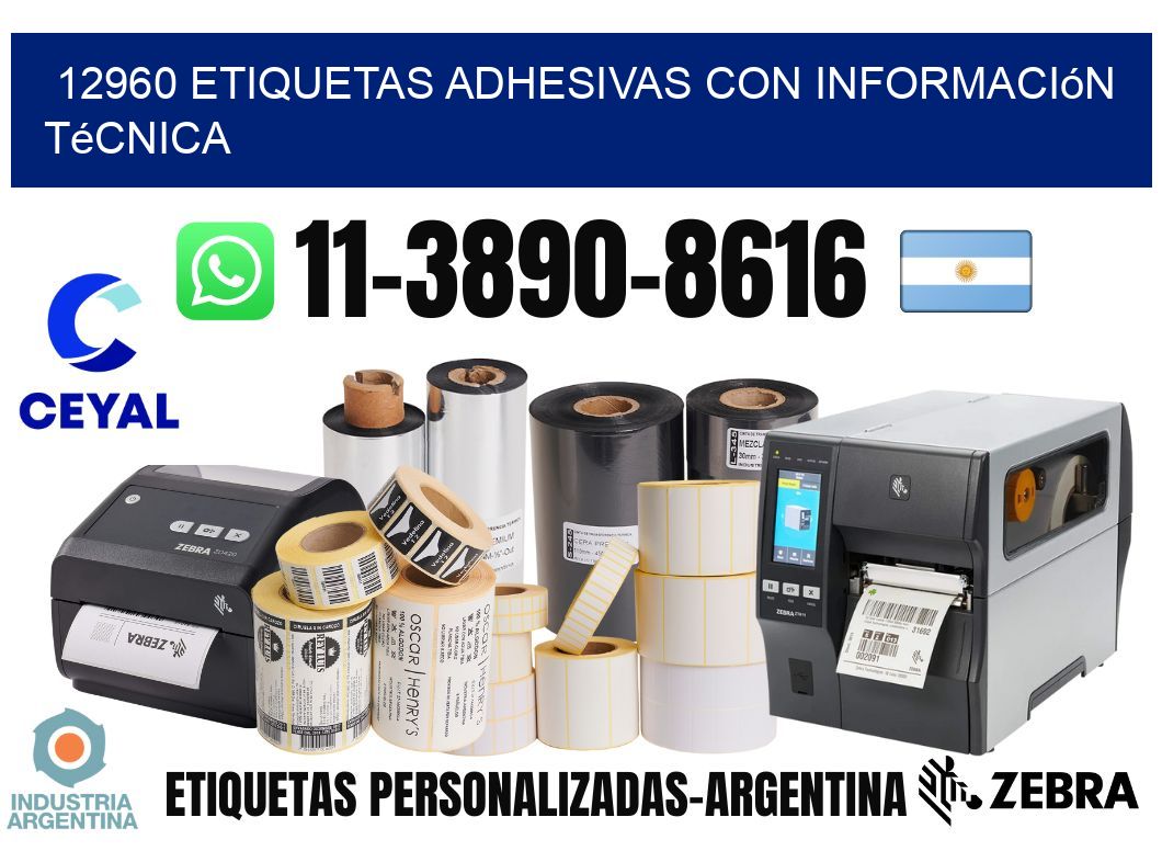 12960 Etiquetas adhesivas con información técnica