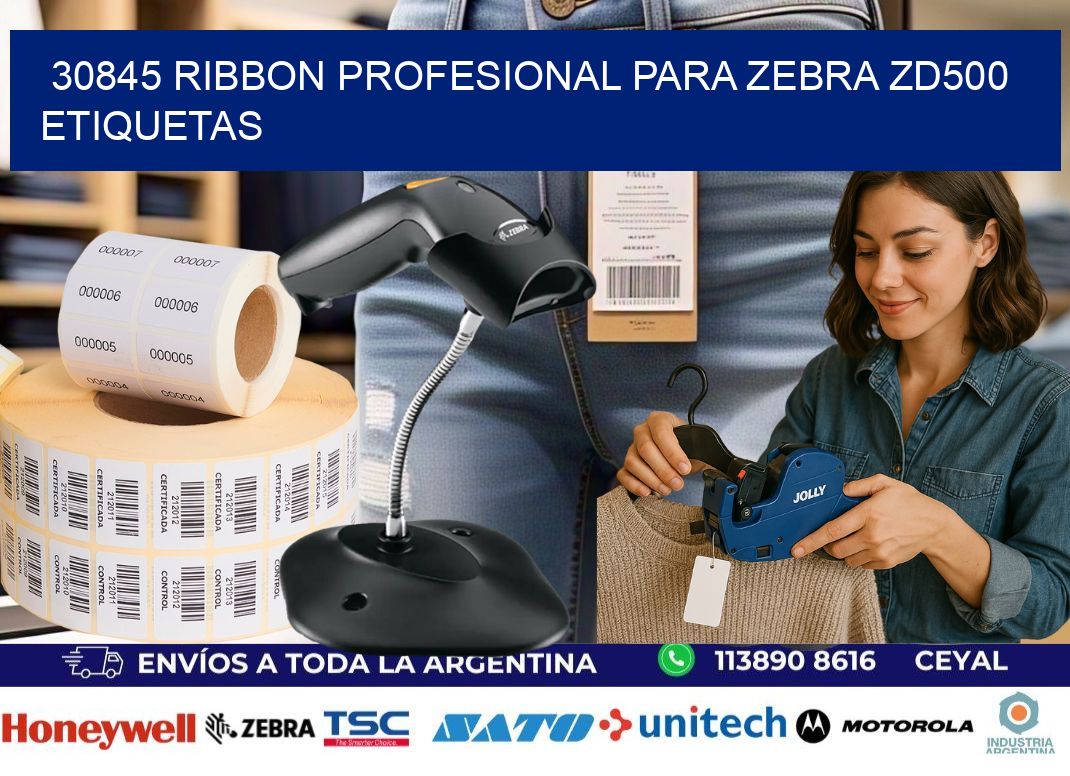 30845 ribbon profesional para zebra zd500 etiquetas