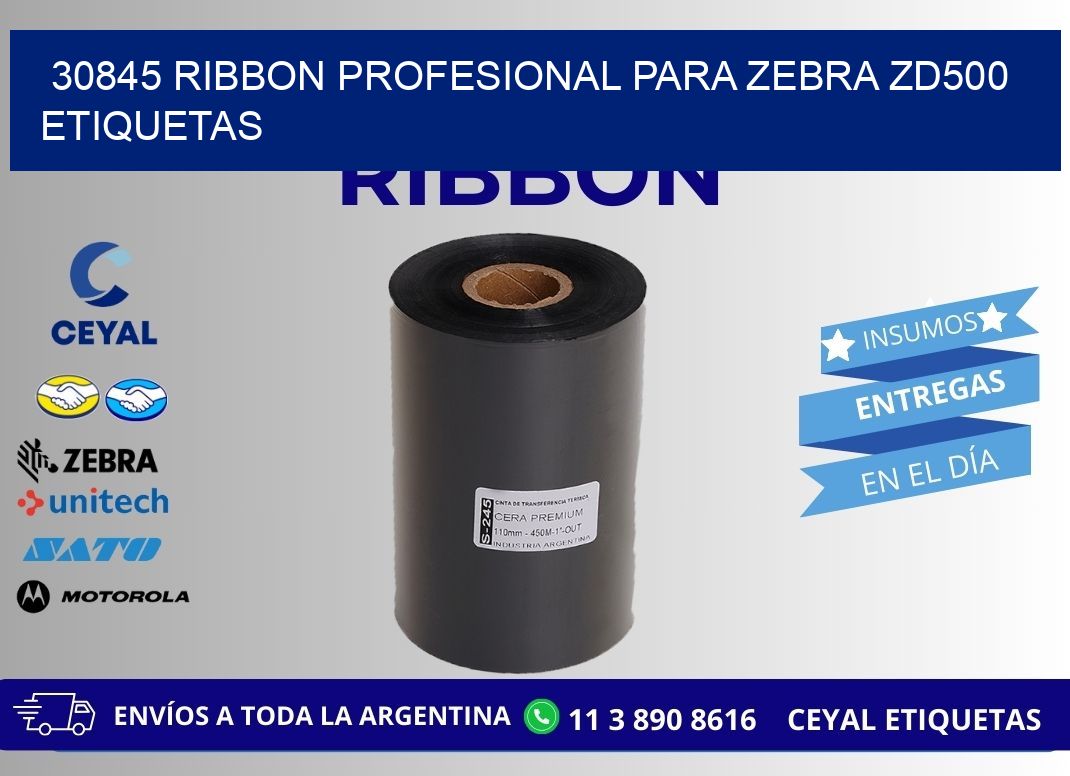 30845 ribbon profesional para zebra zd500 etiquetas