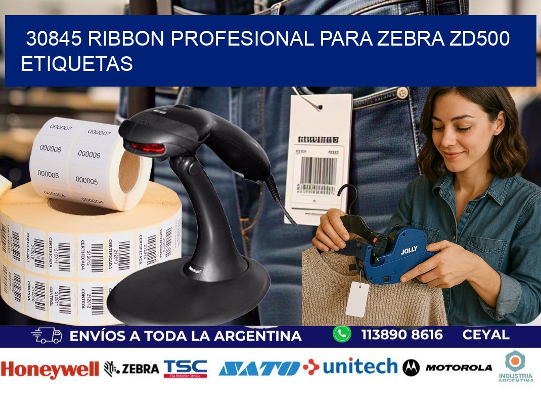 30845 ribbon profesional para zebra zd500 etiquetas