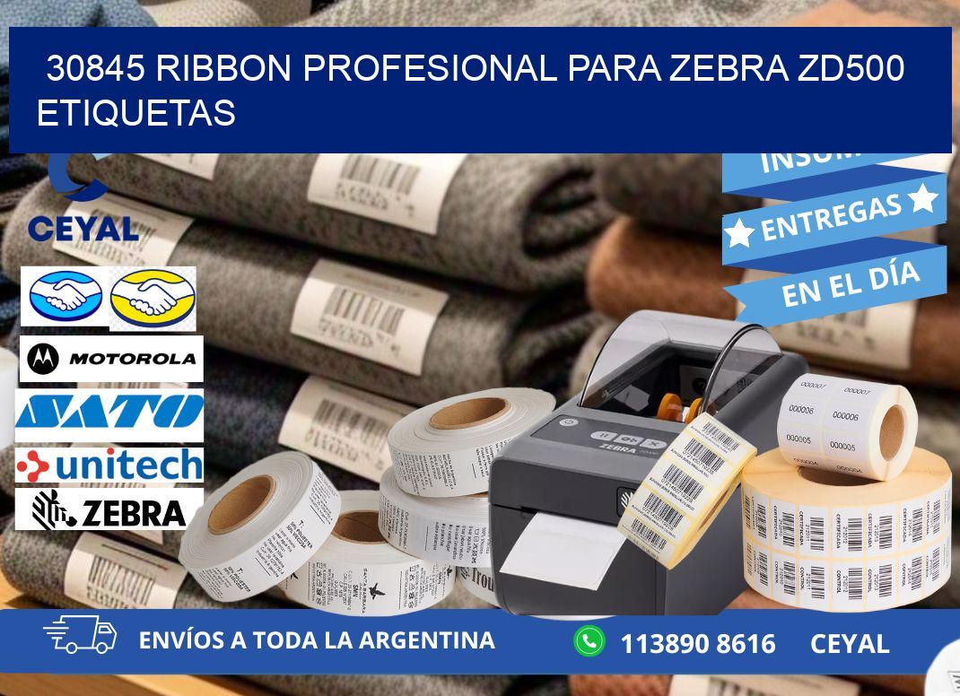 30845 ribbon profesional para zebra zd500 etiquetas