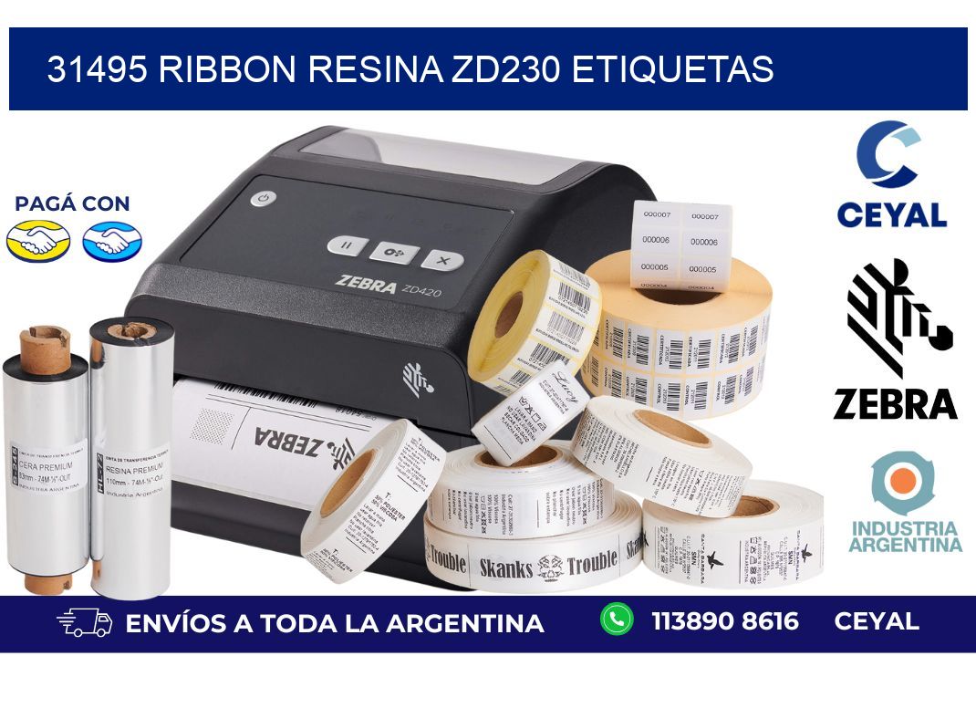 31495 ribbon resina zd230 etiquetas