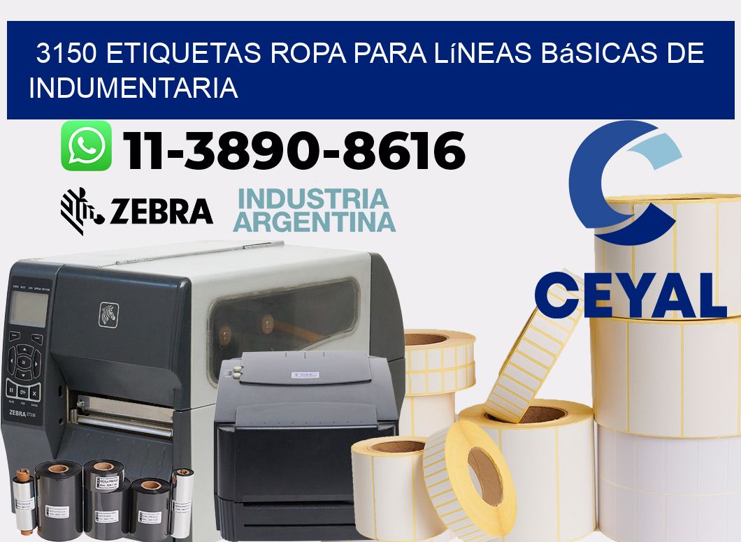 3150 Etiquetas ropa para líneas básicas de indumentaria