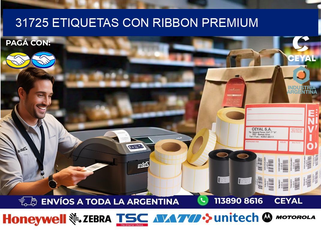 31725 etiquetas con ribbon premium