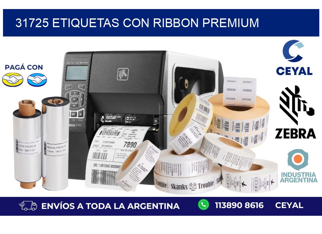 31725 etiquetas con ribbon premium