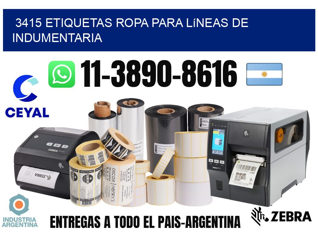 3415 Etiquetas ropa para líneas de indumentaria