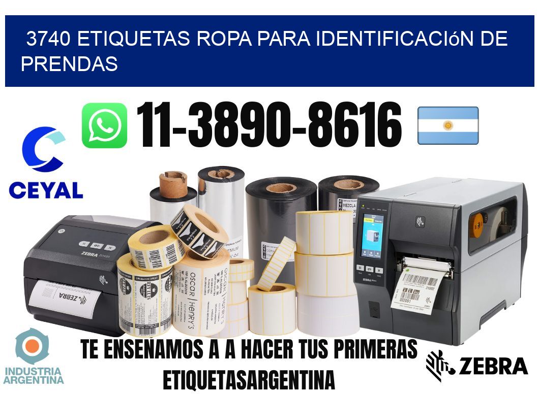 3740 Etiquetas ropa para identificación de prendas