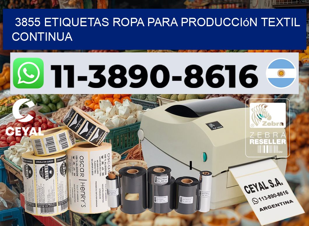 3855 Etiquetas ropa para producción textil continua