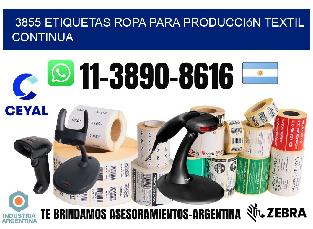 3855 Etiquetas ropa para producción textil continua