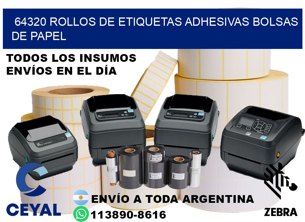 64320 rollos de etiquetas adhesivas bolsas de papel