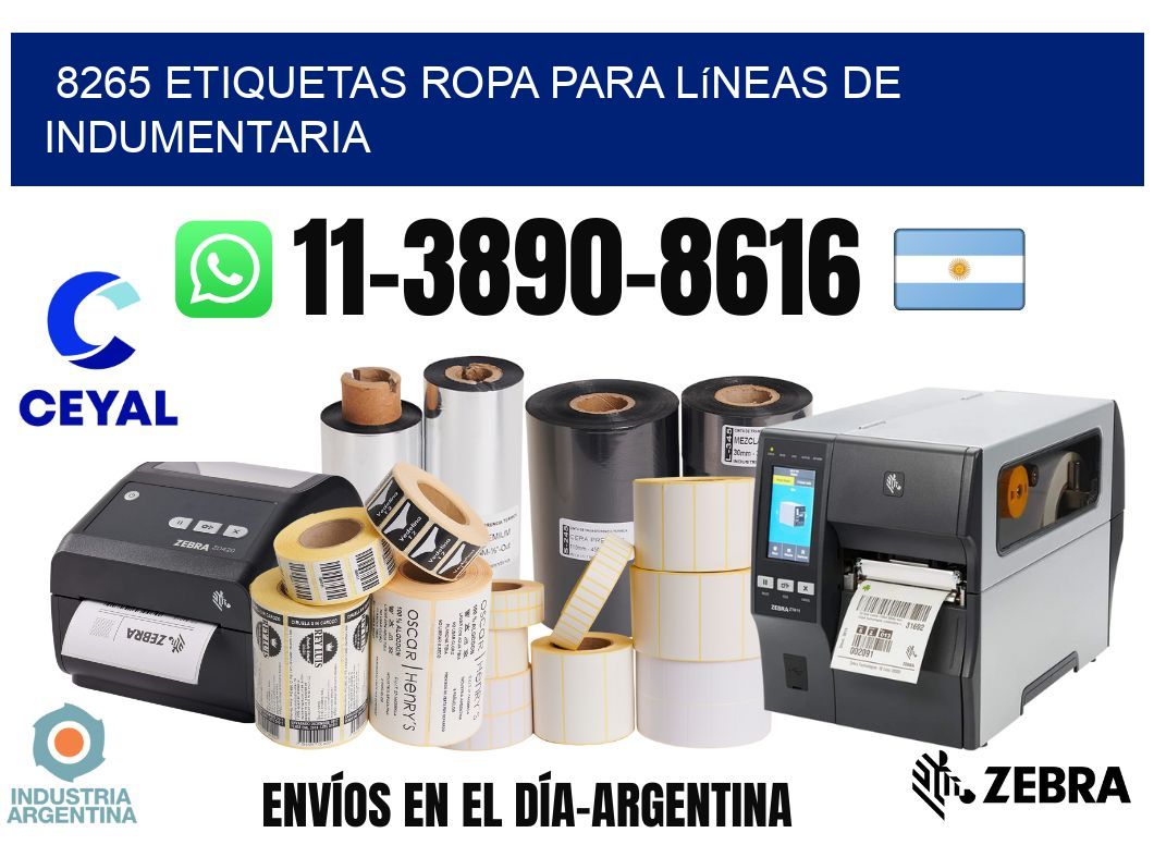8265 Etiquetas ropa para líneas de indumentaria