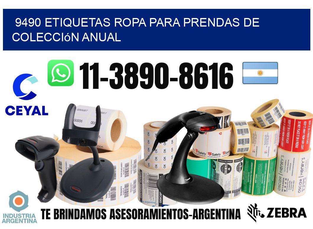 9490 Etiquetas ropa para prendas de colección anual