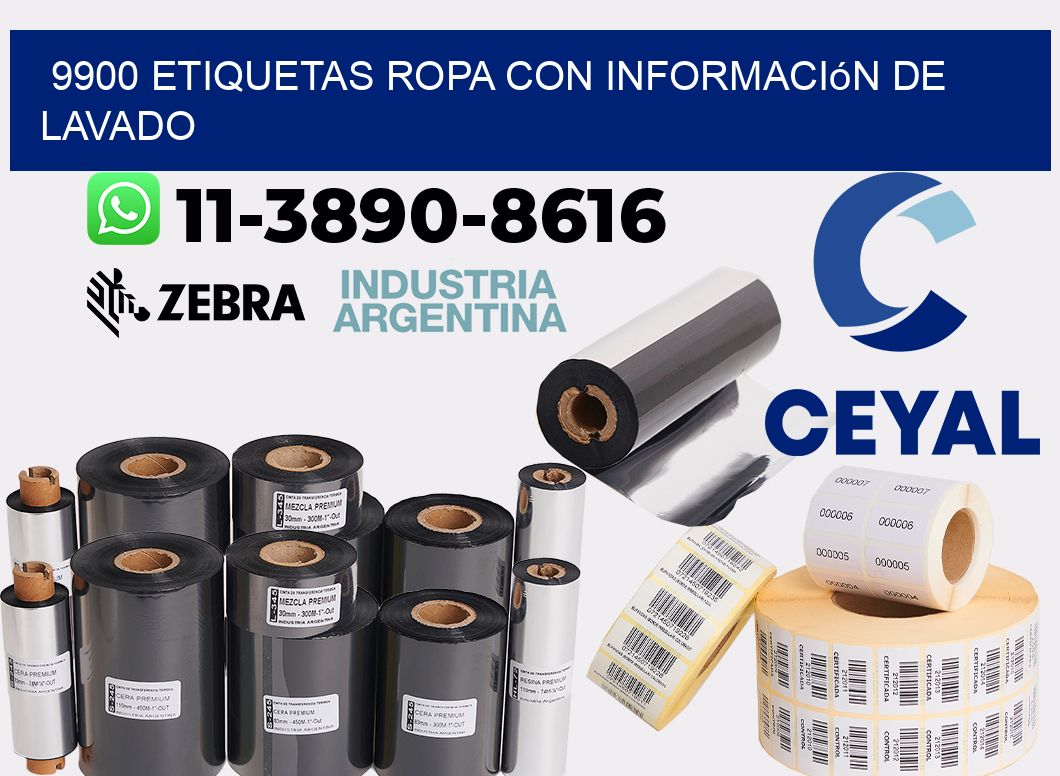9900 Etiquetas ropa con información de lavado