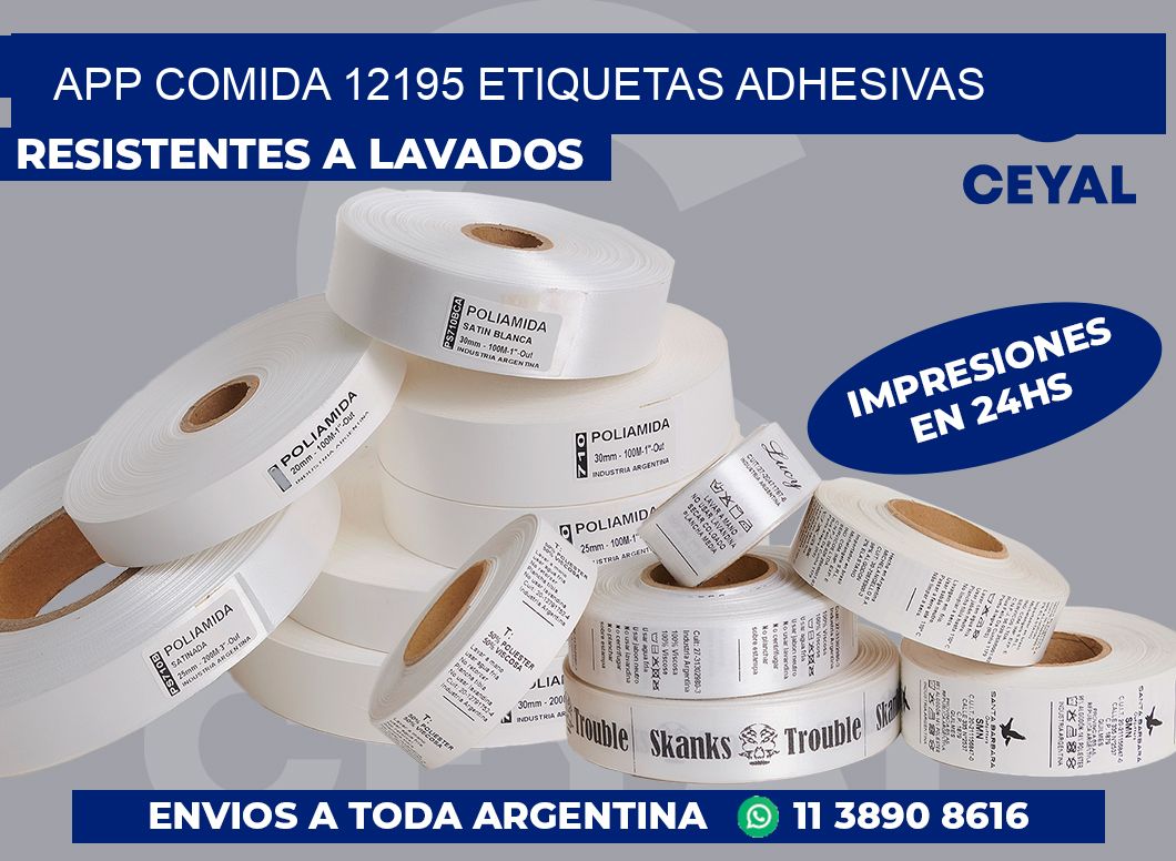 App comida 12195 etiquetas adhesivas