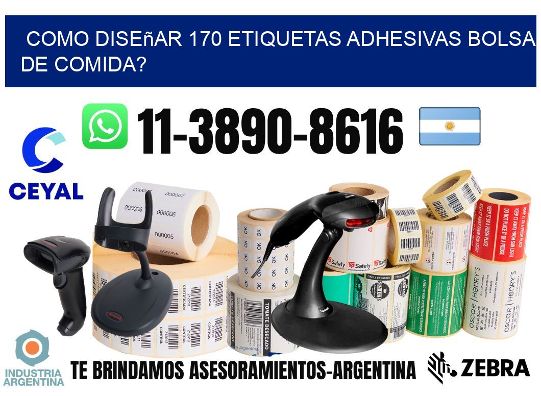 como diseñar 170 etiquetas adhesivas bolsa de comida?