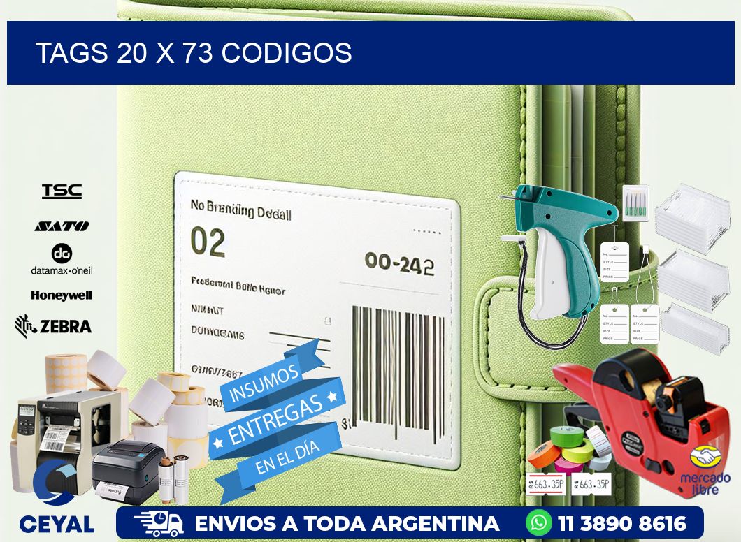 tags 20 x 73 codigos