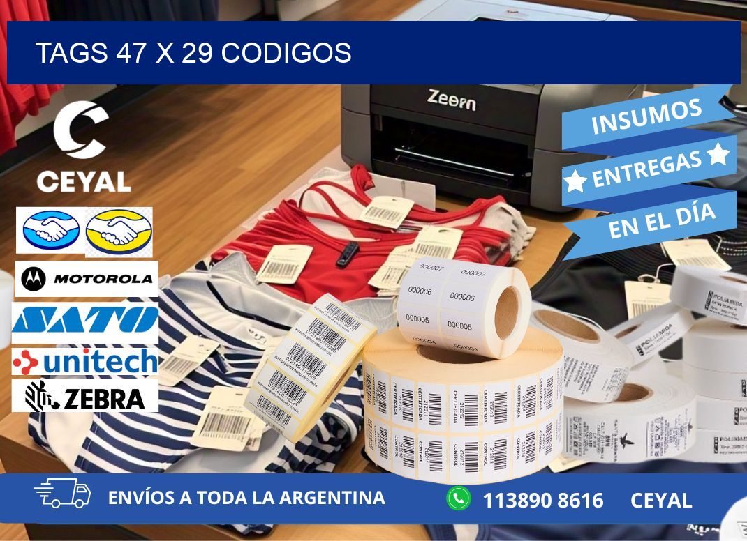 tags 47 x 29 codigos