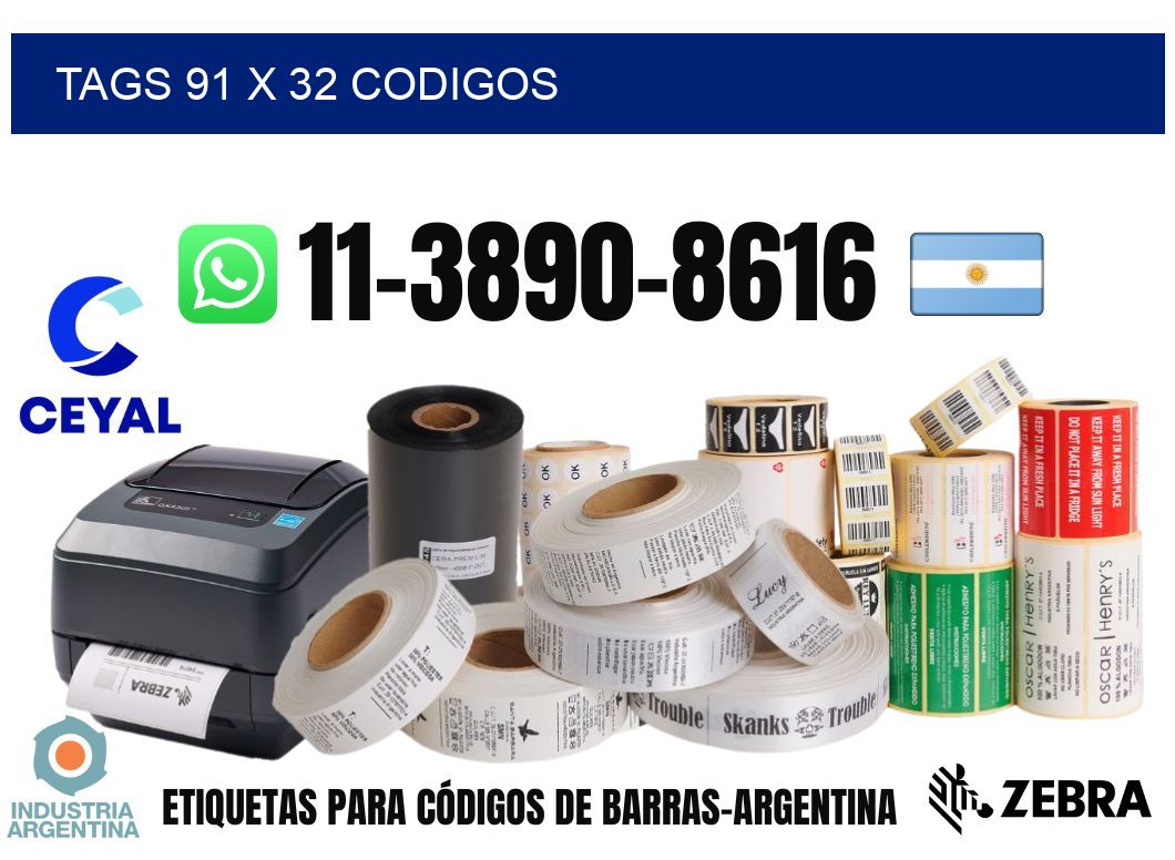 tags 91 x 32 codigos