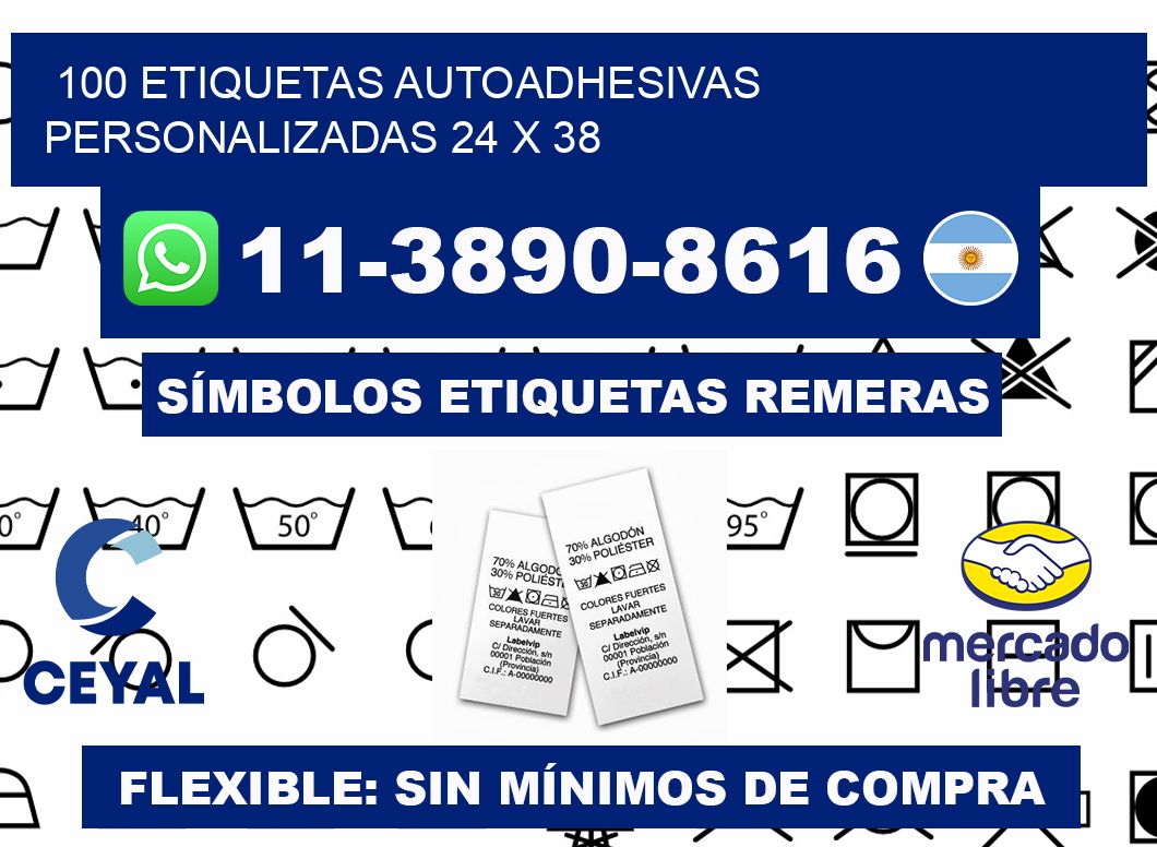 100 Etiquetas autoadhesivas personalizadas 24 x 38