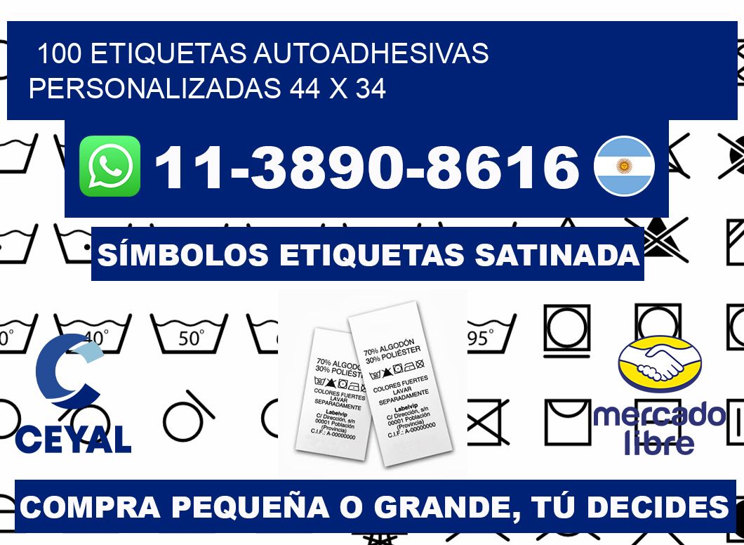 100 Etiquetas autoadhesivas personalizadas 44 x 34