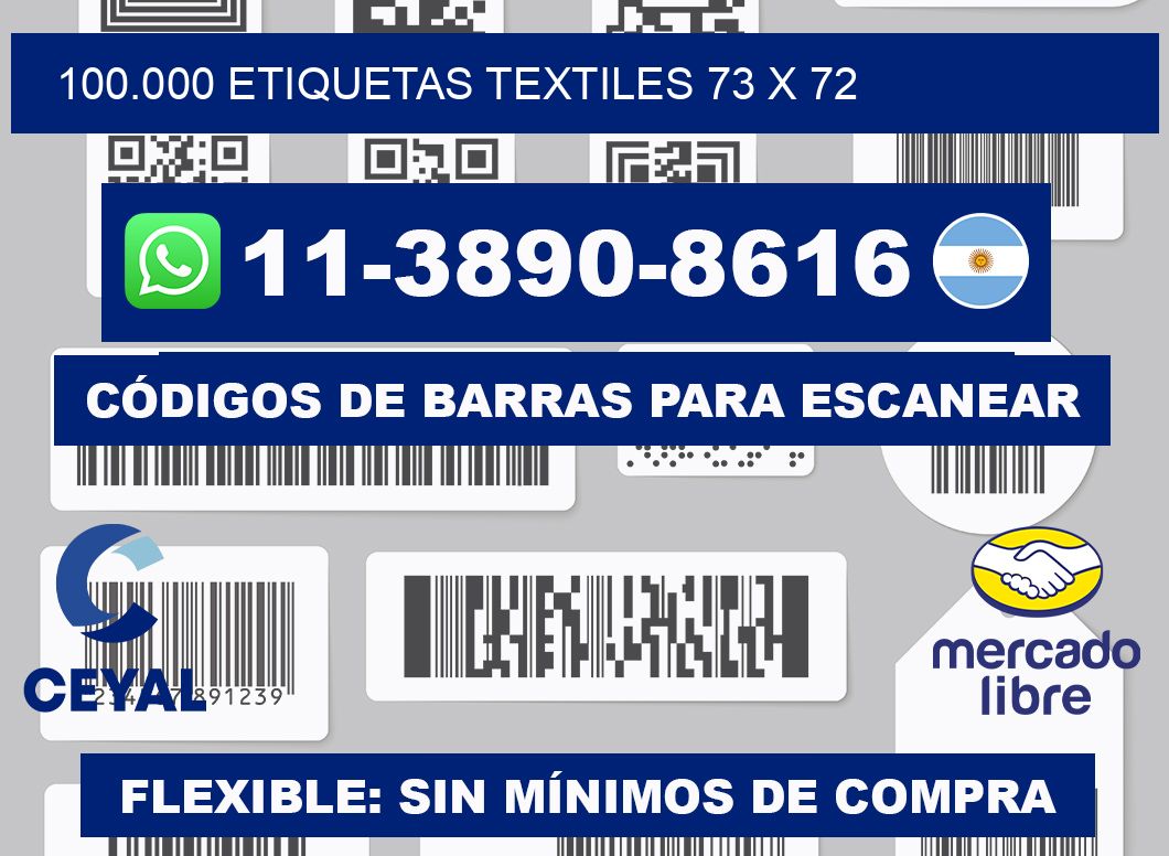 100.000 ETIQUETAS TEXTILES 73 x 72