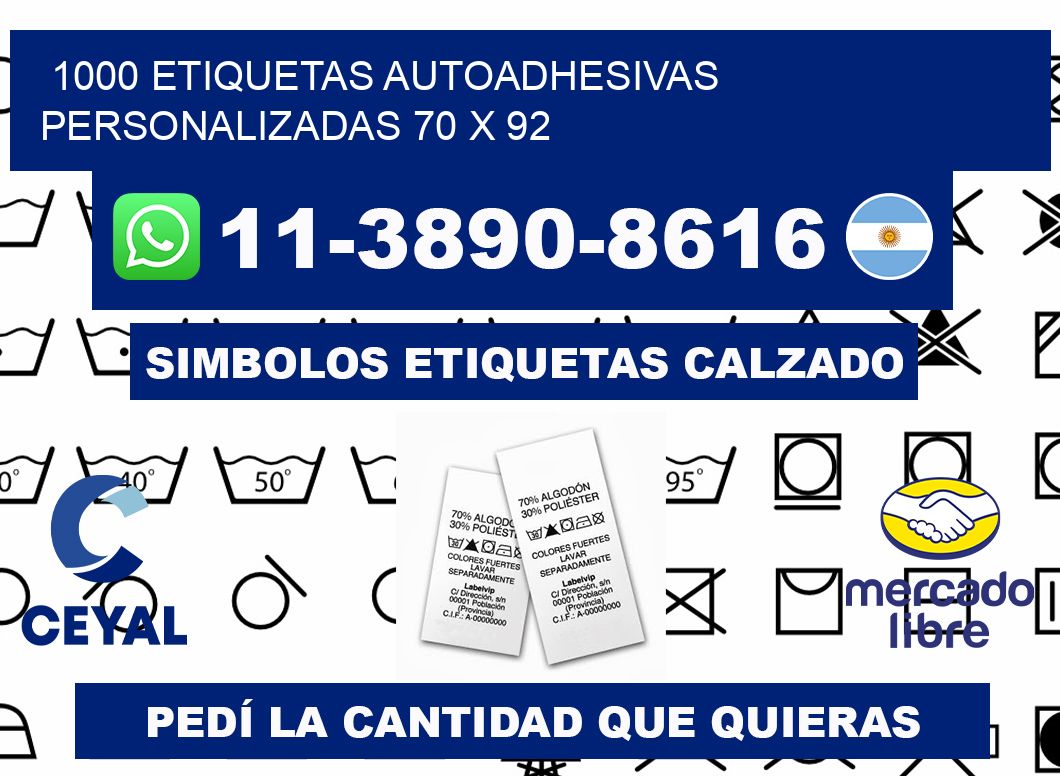1000 Etiquetas autoadhesivas personalizadas 70 x 92