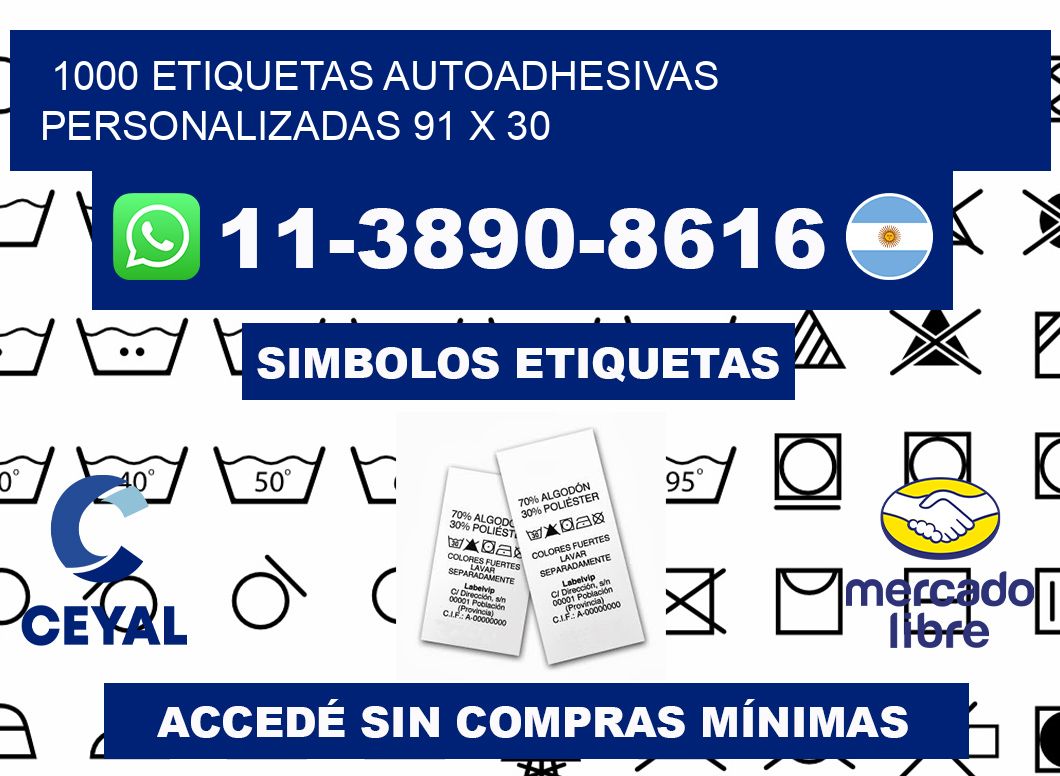 1000 Etiquetas autoadhesivas personalizadas 91 x 30