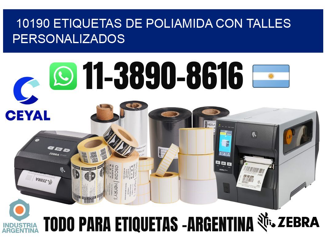 10190 Etiquetas de poliamida con talles personalizados
