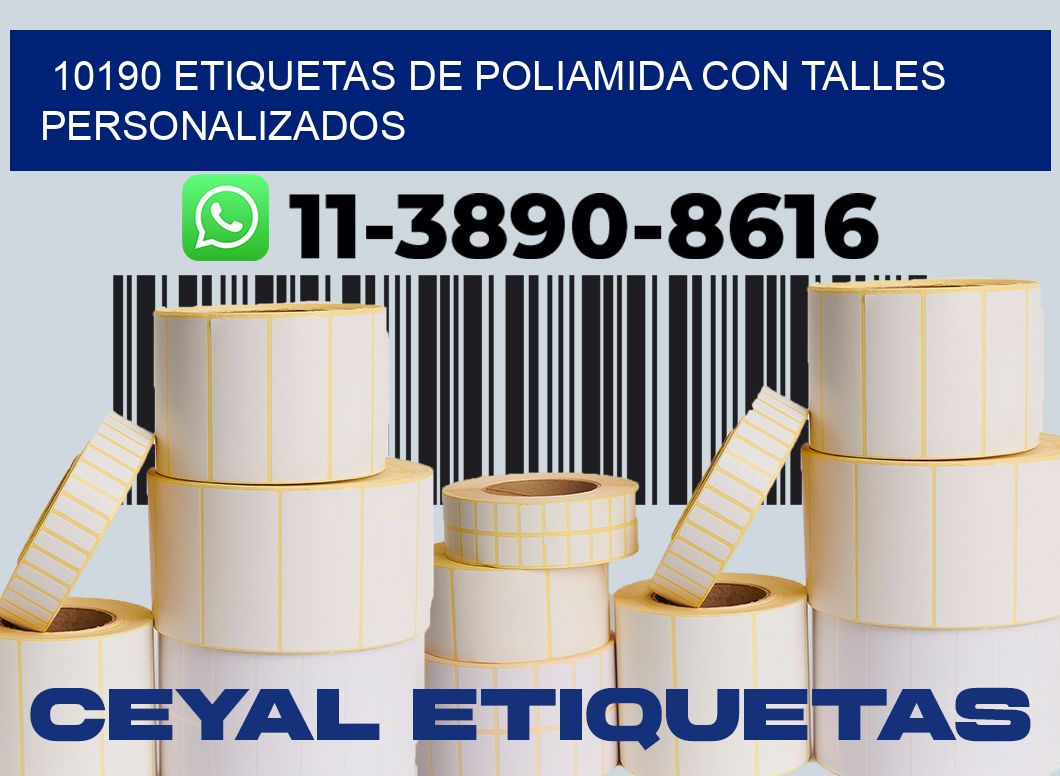 10190 Etiquetas de poliamida con talles personalizados