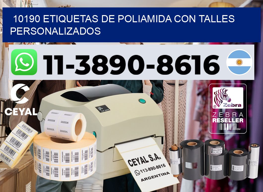 10190 Etiquetas de poliamida con talles personalizados