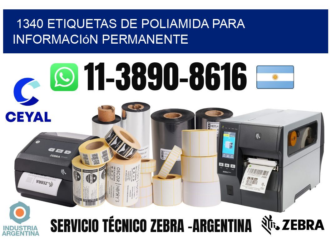 1340 Etiquetas de poliamida para información permanente